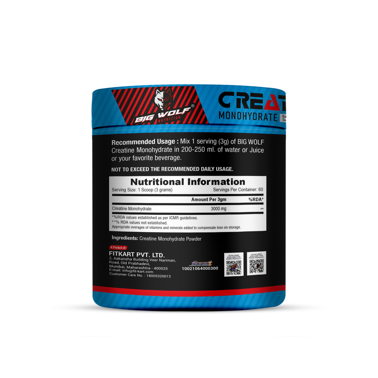 Big Wolf Nutrition – Creatine Monohydrate (Unflavoured) image 1