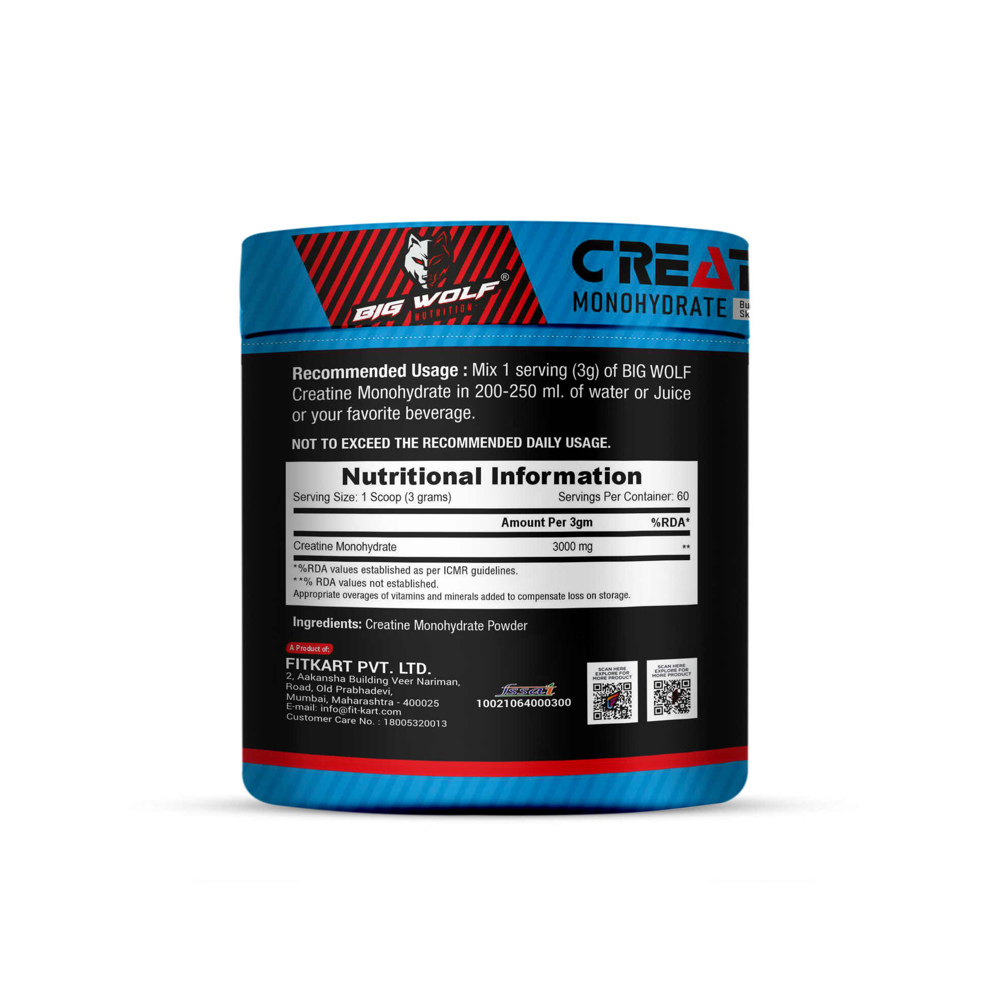 Big Wolf Nutrition – Creatine Monohydrate (Unflavoured) image 1